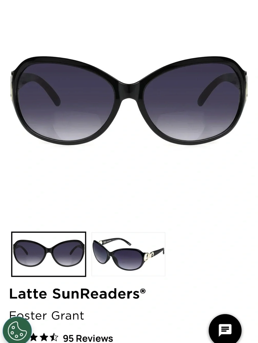 Foster Grant Black Frame Sunglasses/ readers +2.50